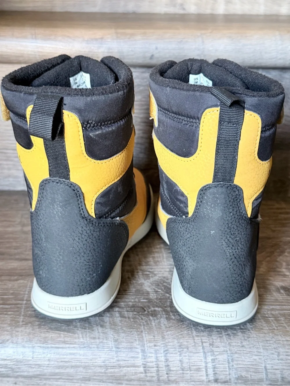 Merrell Kids Waterproof Winter Boots Mustard Yellow Black Size 3